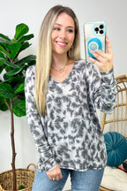  Ideal Style Abstract Brushstrokes V-Neck Top - FINAL SALE - Madison and Mallory
