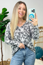  Ideal Style Abstract Brushstrokes V-Neck Top - FINAL SALE - Madison and Mallory