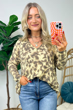  Ideal Style Abstract Brushstrokes V-Neck Top - FINAL SALE - Madison and Mallory