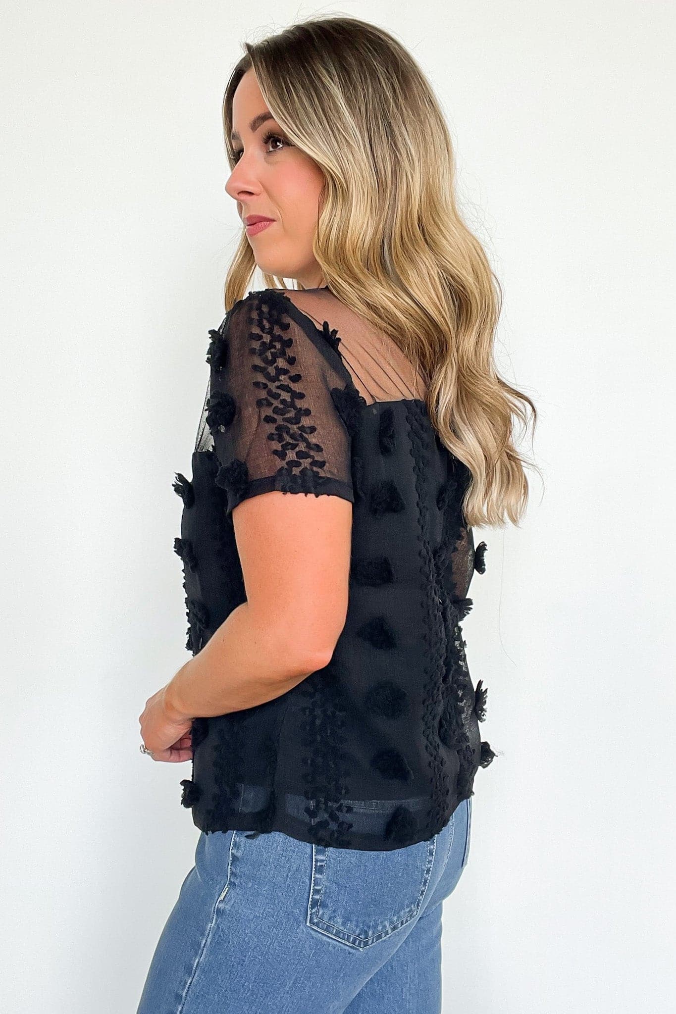  Idyllic Perfection Sheer Pom Pom Detail Top - FINAL SALE - Madison and Mallory
