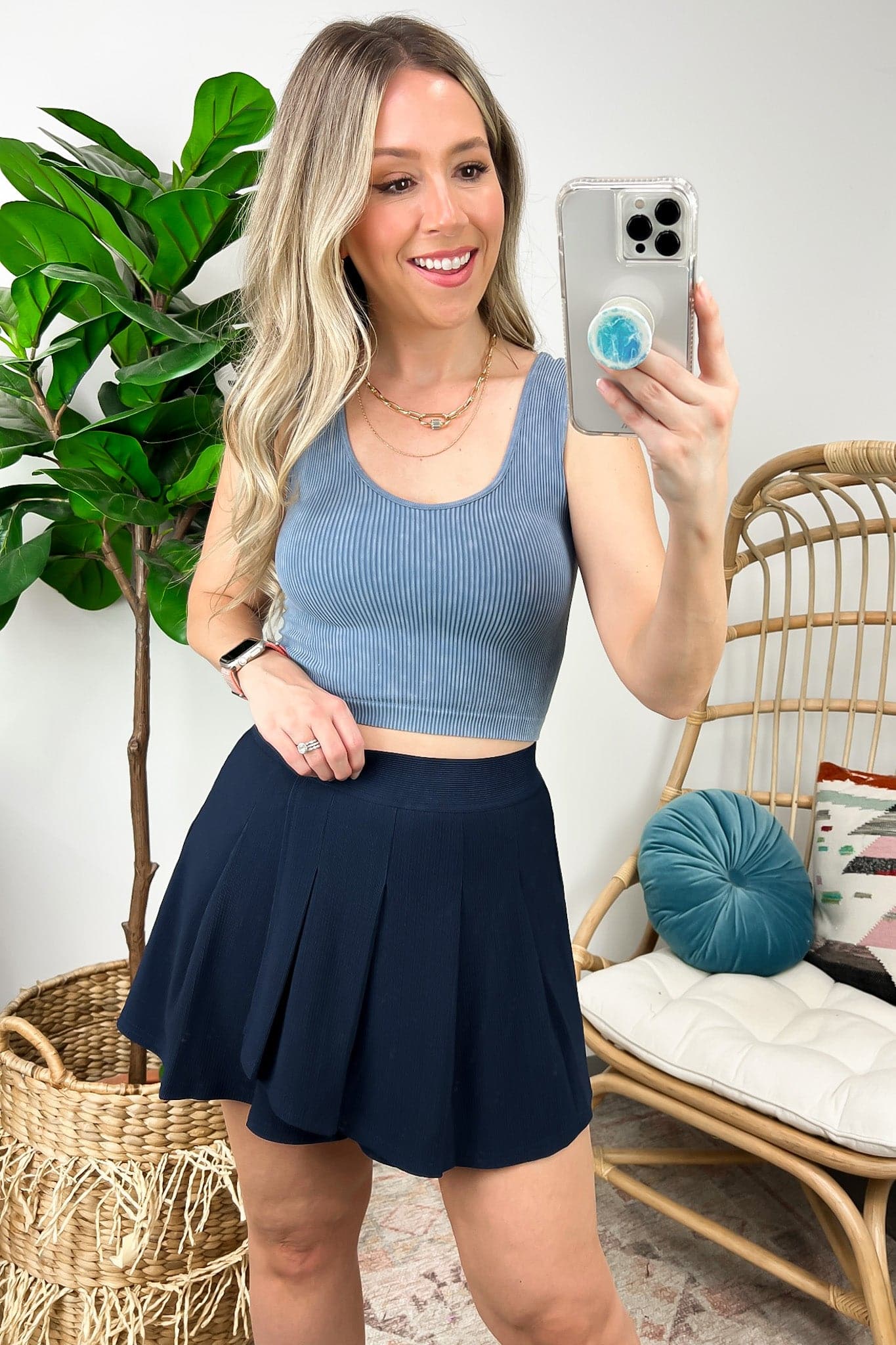Navy / S If You Pleats Activewear Skort - FINAL SALE - Madison and Mallory