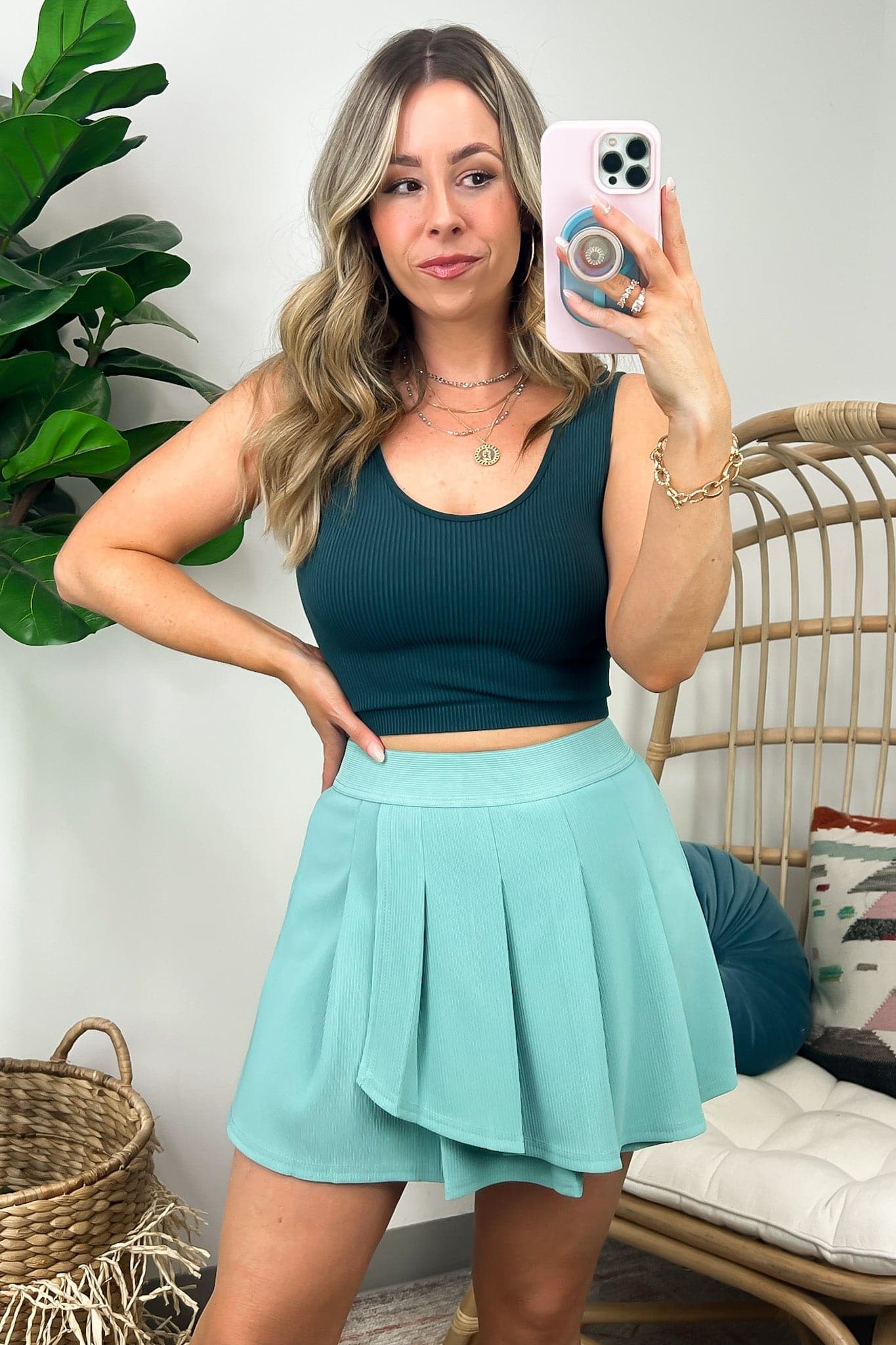 Sage / S If You Pleats Activewear Skort - FINAL SALE - Madison and Mallory