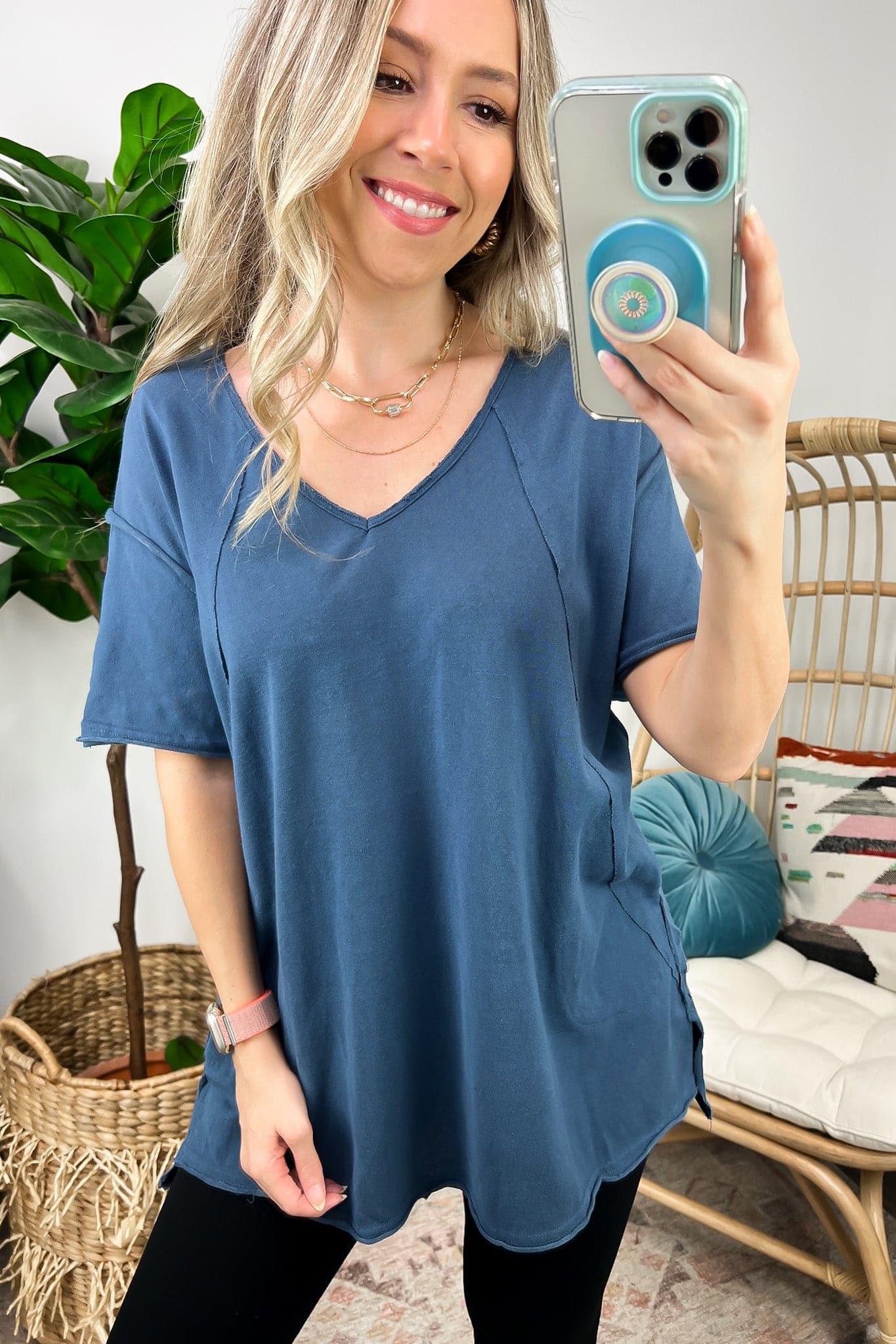  Illustrator Relaxed Fit V-Neck Top - FINAL SALE - Madison and Mallory