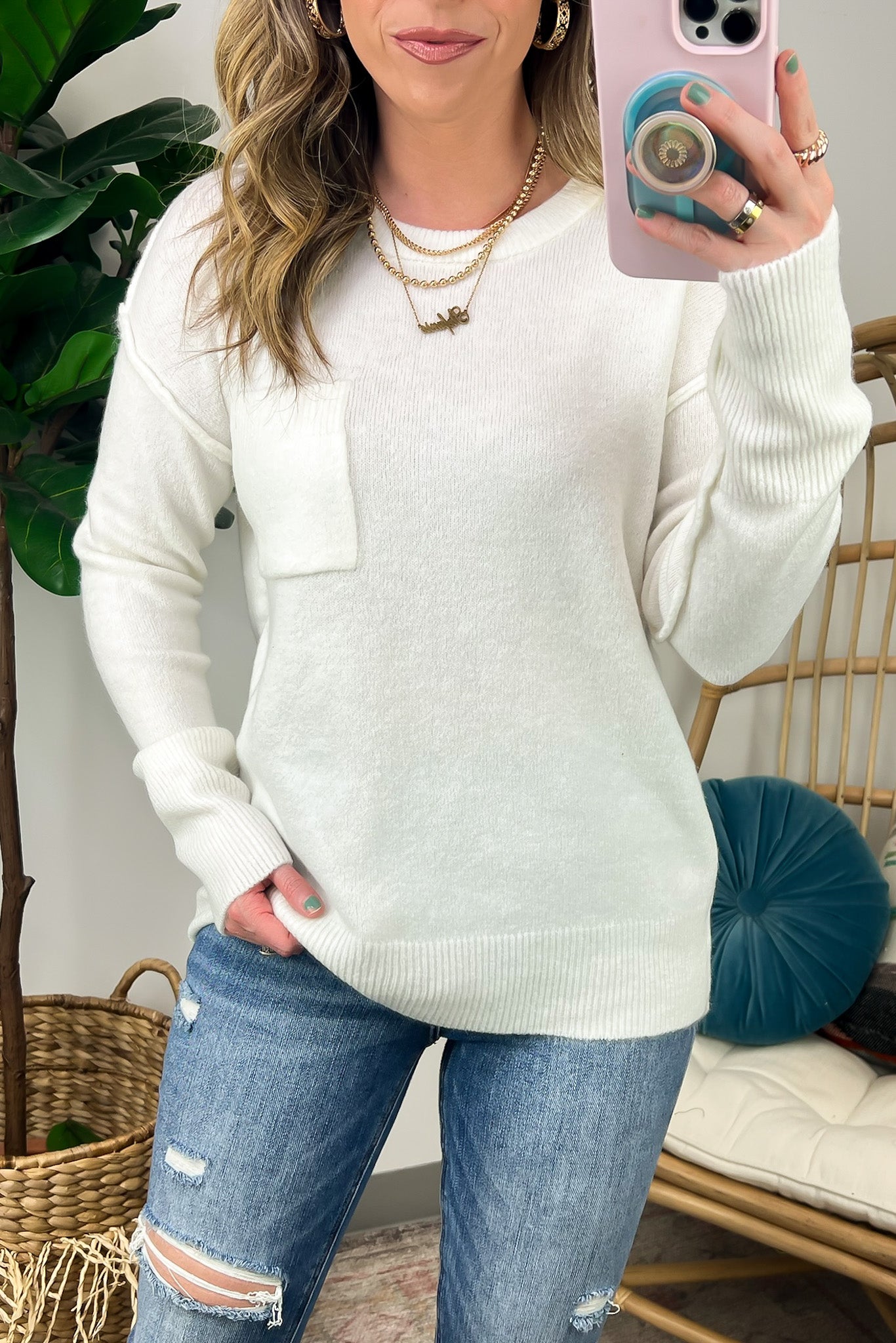  Impressive Essential Melange Knit Front Pocket Sweater - FINAL SALE - Madison and Mallory