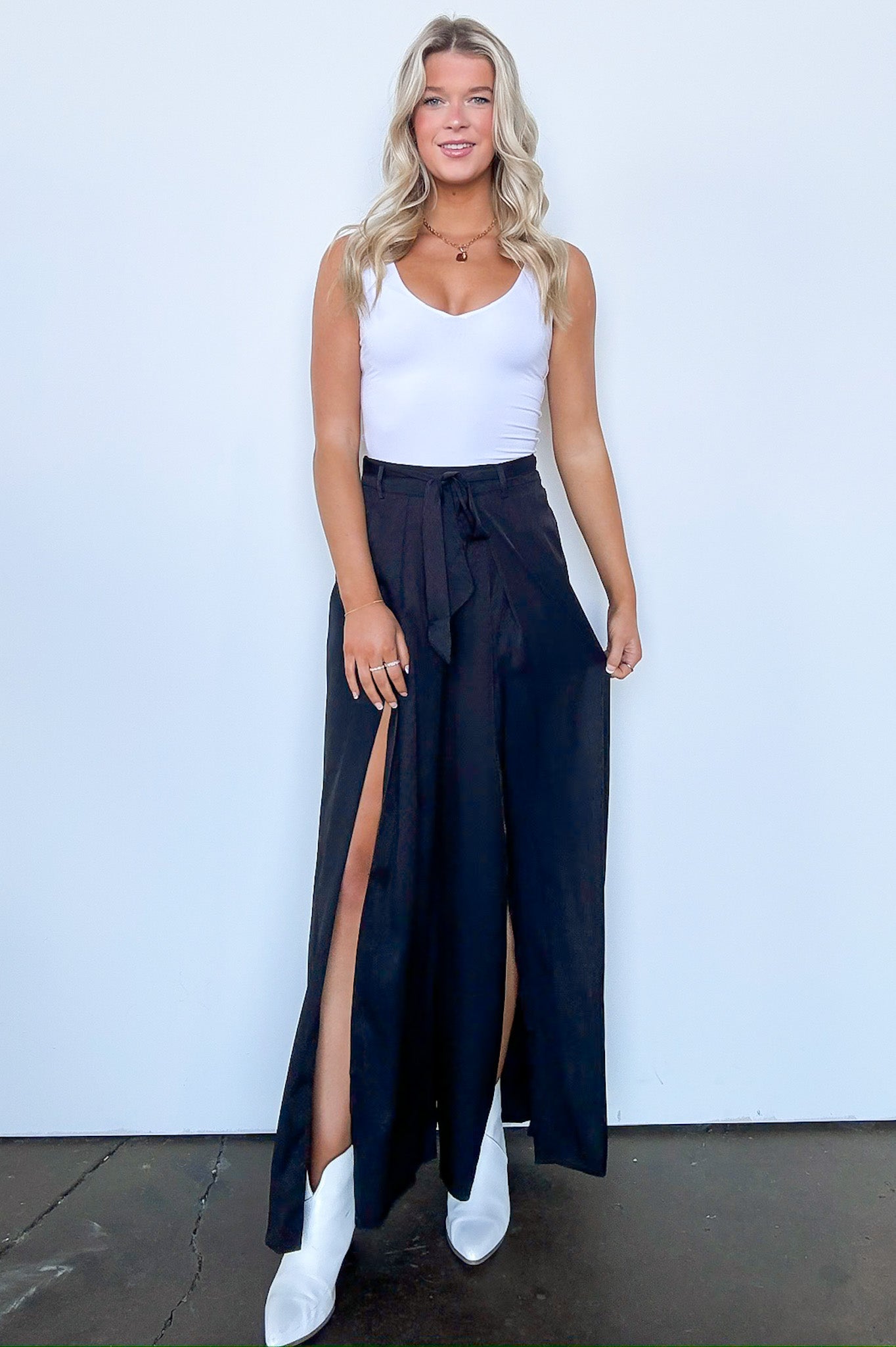  Impressive Perfection Front Slit Flowy Pants - Madison and Mallory