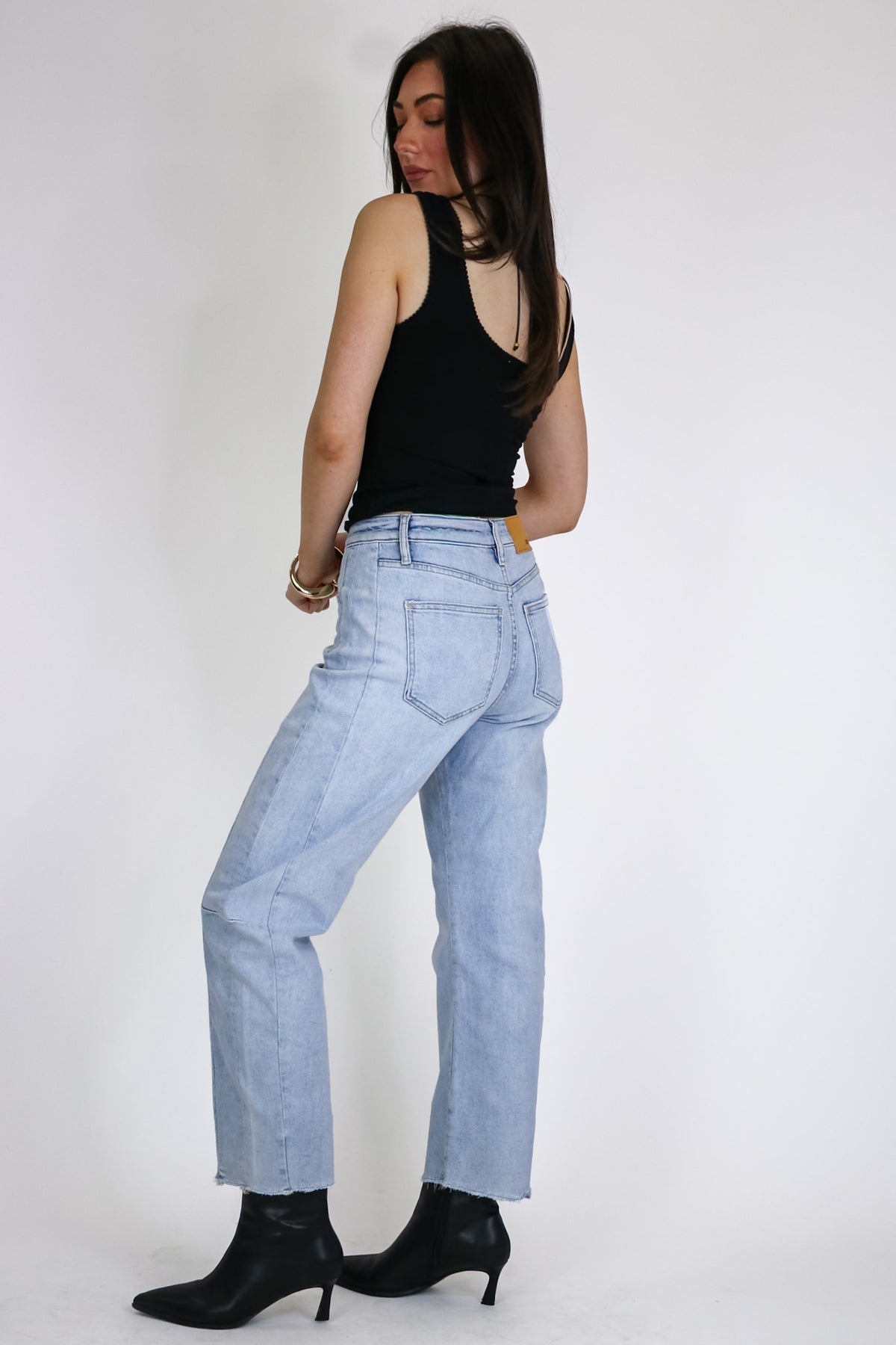 Indigo Arc Barrel Leg Jeans - Madison and Mallory