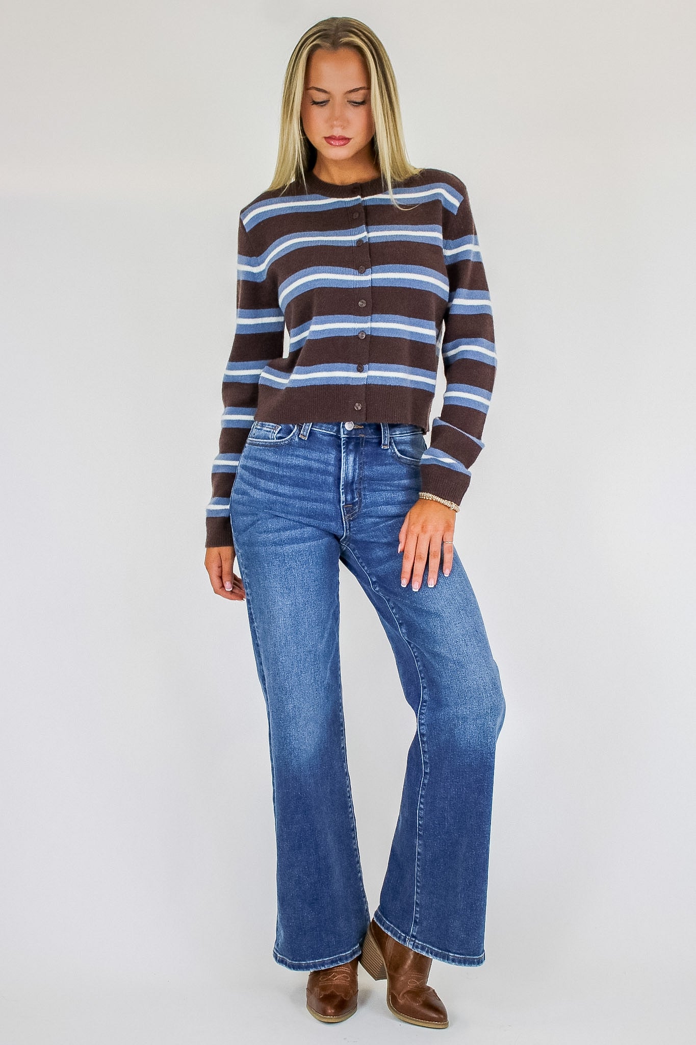 Indigo Ease High Rise Wide Leg Jeans - Madison and Mallory