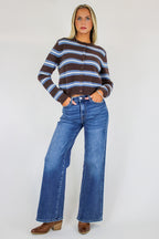 25 / Medium Indigo Ease High Rise Wide Leg Jeans - Madison and Mallory