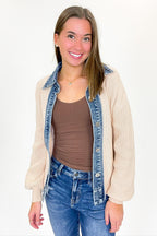 Indigo Edge Denim Contrast Button Down Cardigan Sweater - FINAL SALE - Madison and Mallory
