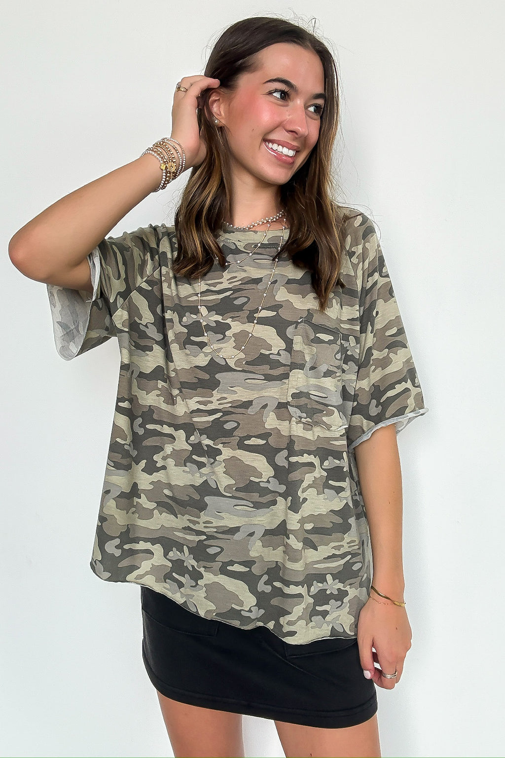 Camo / S Inspire Me Casual Pocket Tee - Madison and Mallory