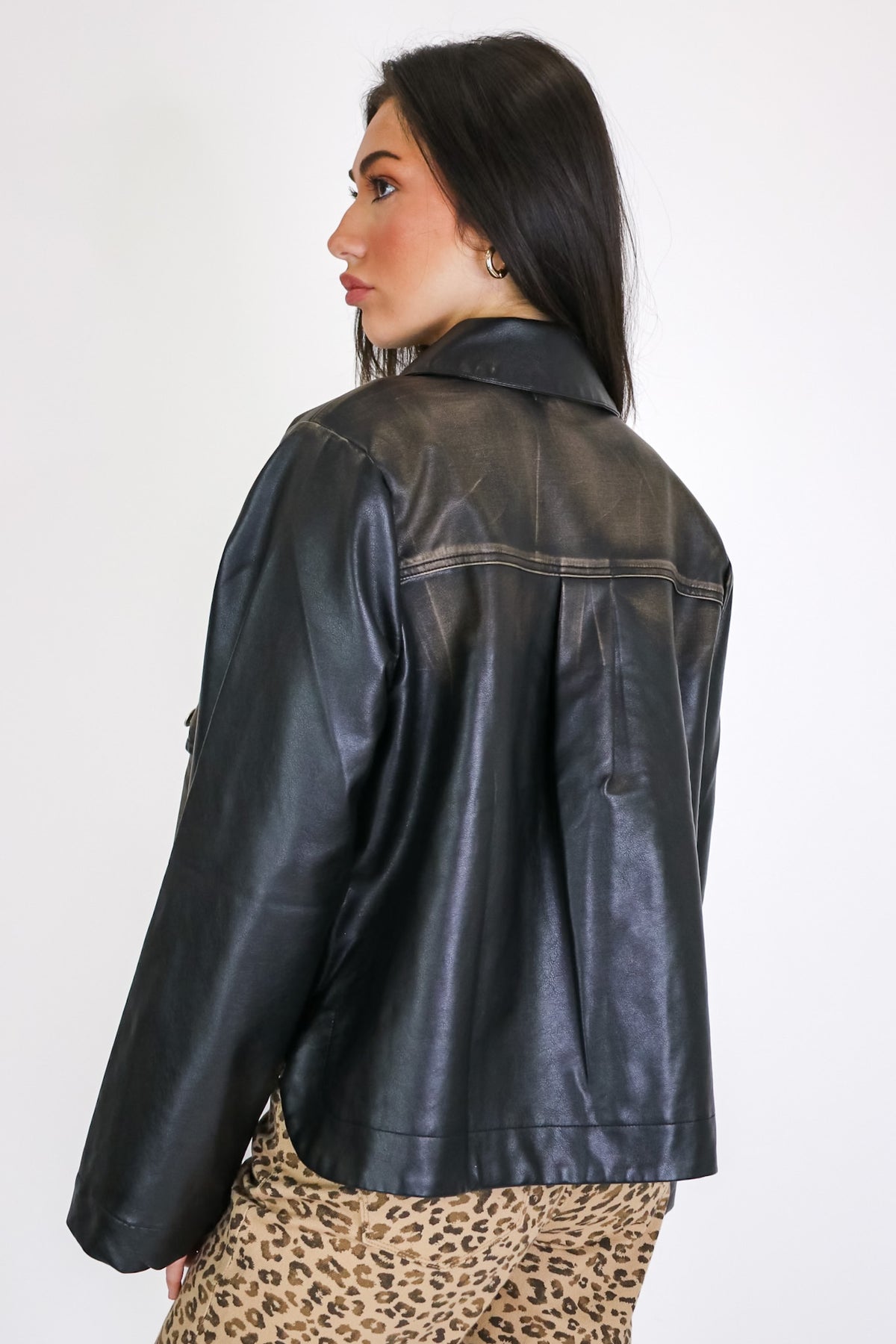Invite Only Washed Faux Leather Jacket