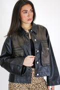 Black / S Invite Only Washed Faux Leather Jacket - Madison and Mallory