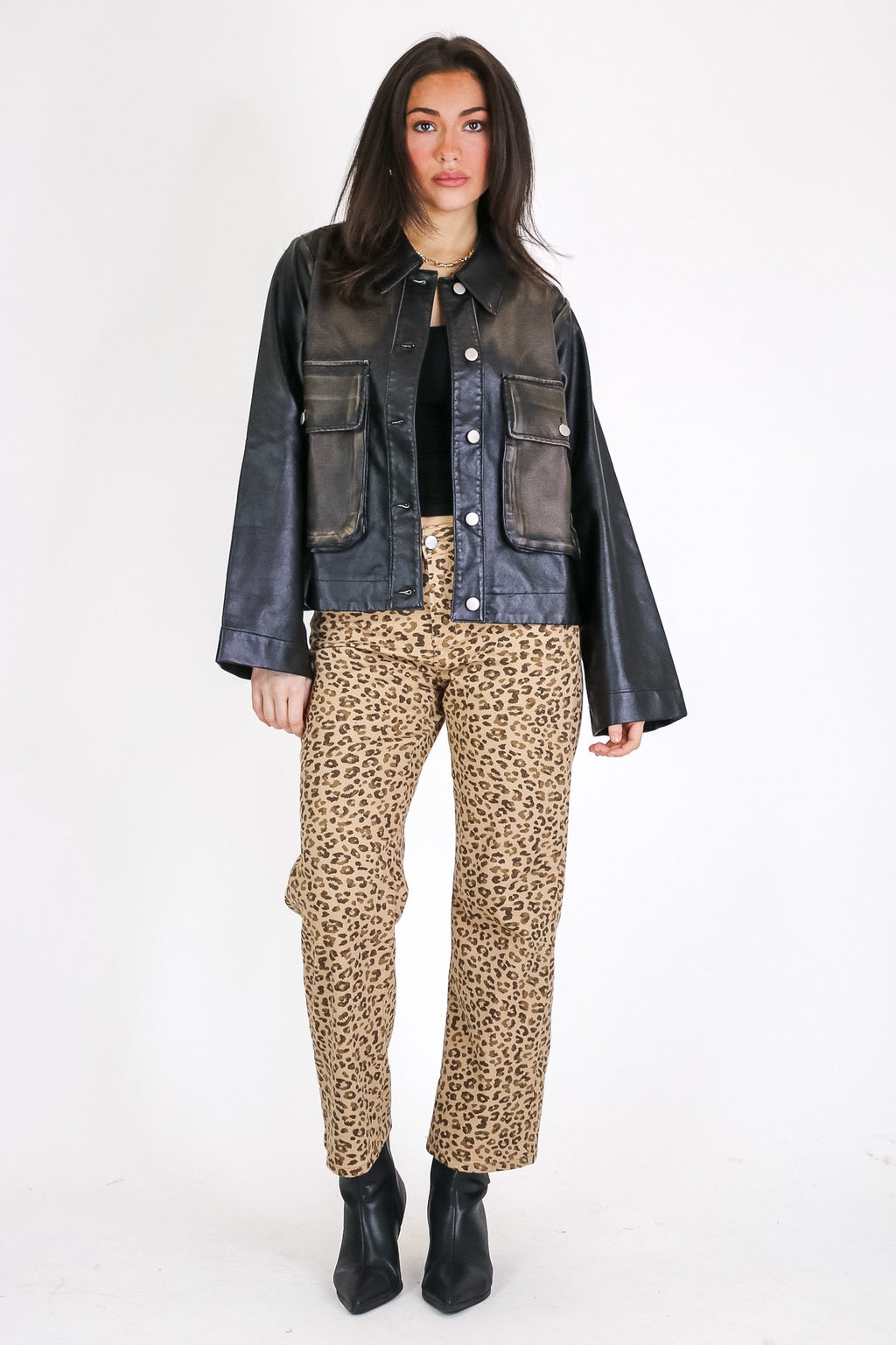 Invite Only Washed Faux Leather Jacket - Madison and Mallory