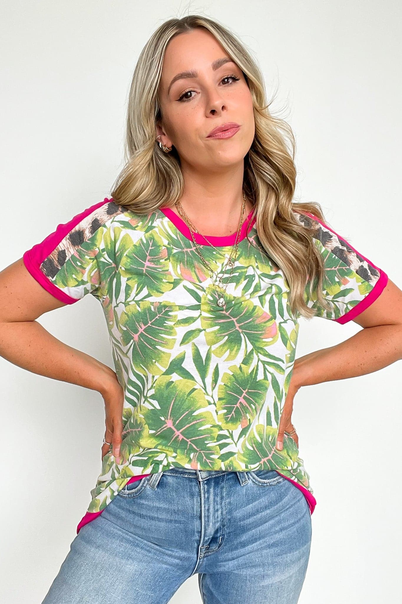 S / Green Island Girl Tropical Colorblock Top - FINAL SALE - Madison and Mallory