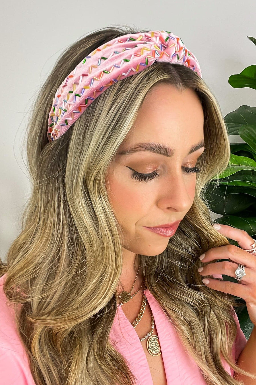 Pink It's a Party Confetti Top Knot Headband - Madison and Mallory