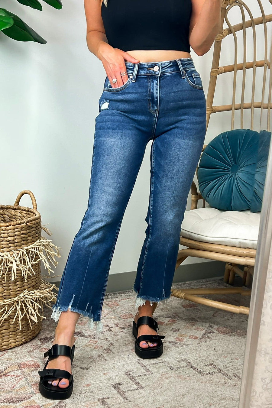 25 / Dark Ivanna Kick Crop Flare Jeans | BACK IN STOCK - Madison and Mallory