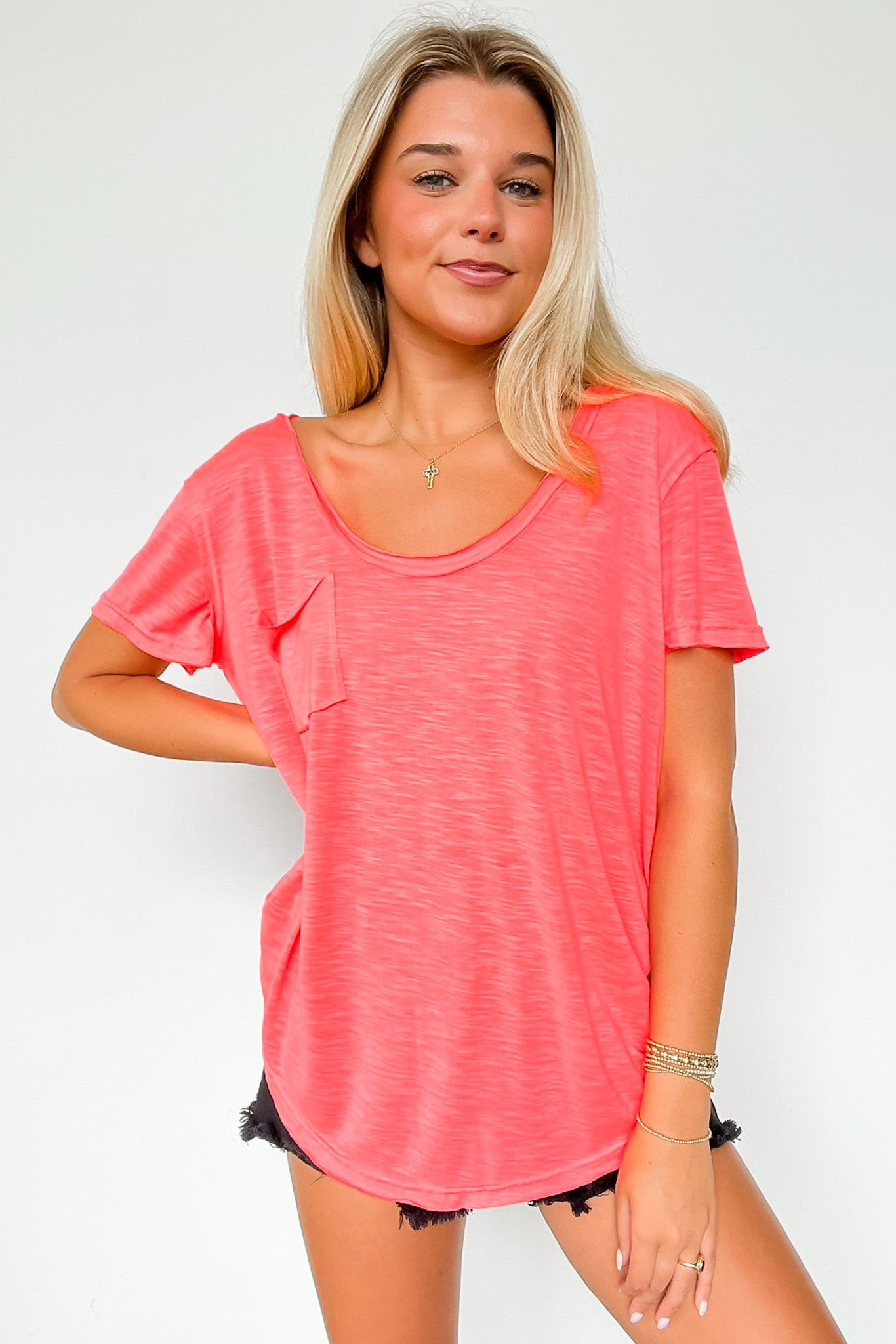  Jadyn Scoop Neck Relaxed Pocket Tee - BACK IN STOCK - Madison and Mallory