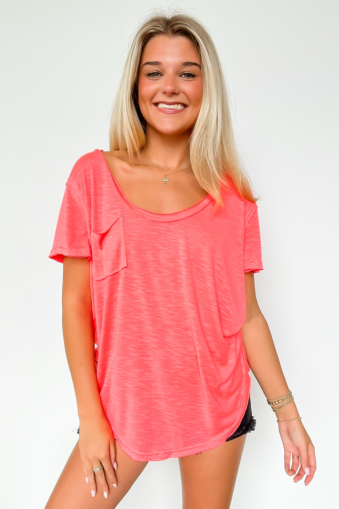 Jadyn Scoop Neck Relaxed Pocket Tee - FINAL SALE - Madison and Mallory