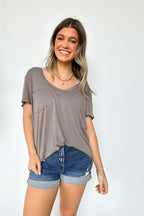 Jadyn Scoop Neck Relaxed Pocket Tee - FINAL SALE - Madison and Mallory