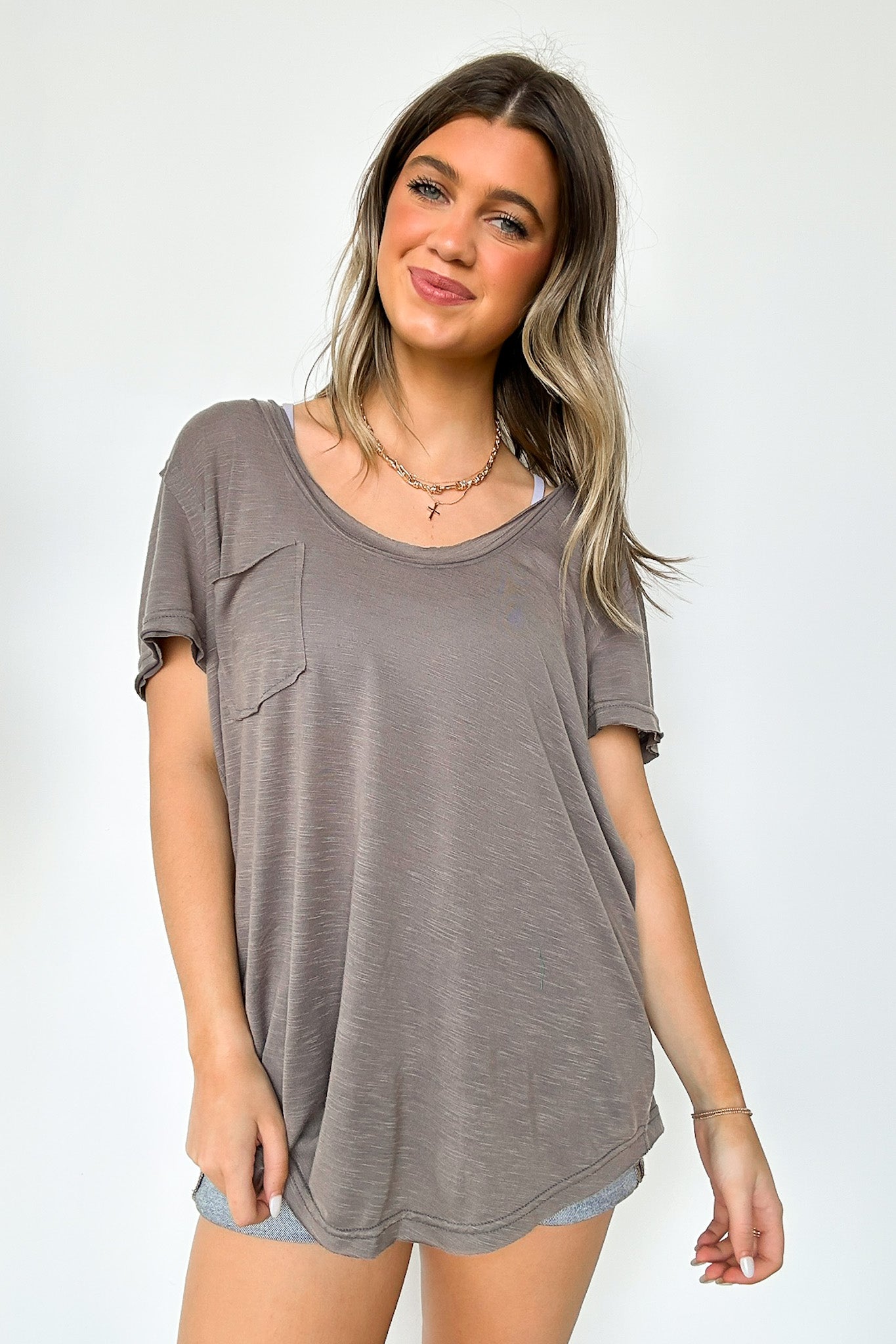  Jadyn Scoop Neck Relaxed Pocket Tee - BACK IN STOCK - Madison and Mallory