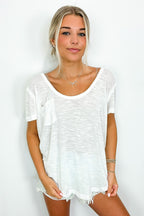Off White / S Jadyn Scoop Neck Relaxed Pocket Tee - FINAL SALE - Madison and Mallory