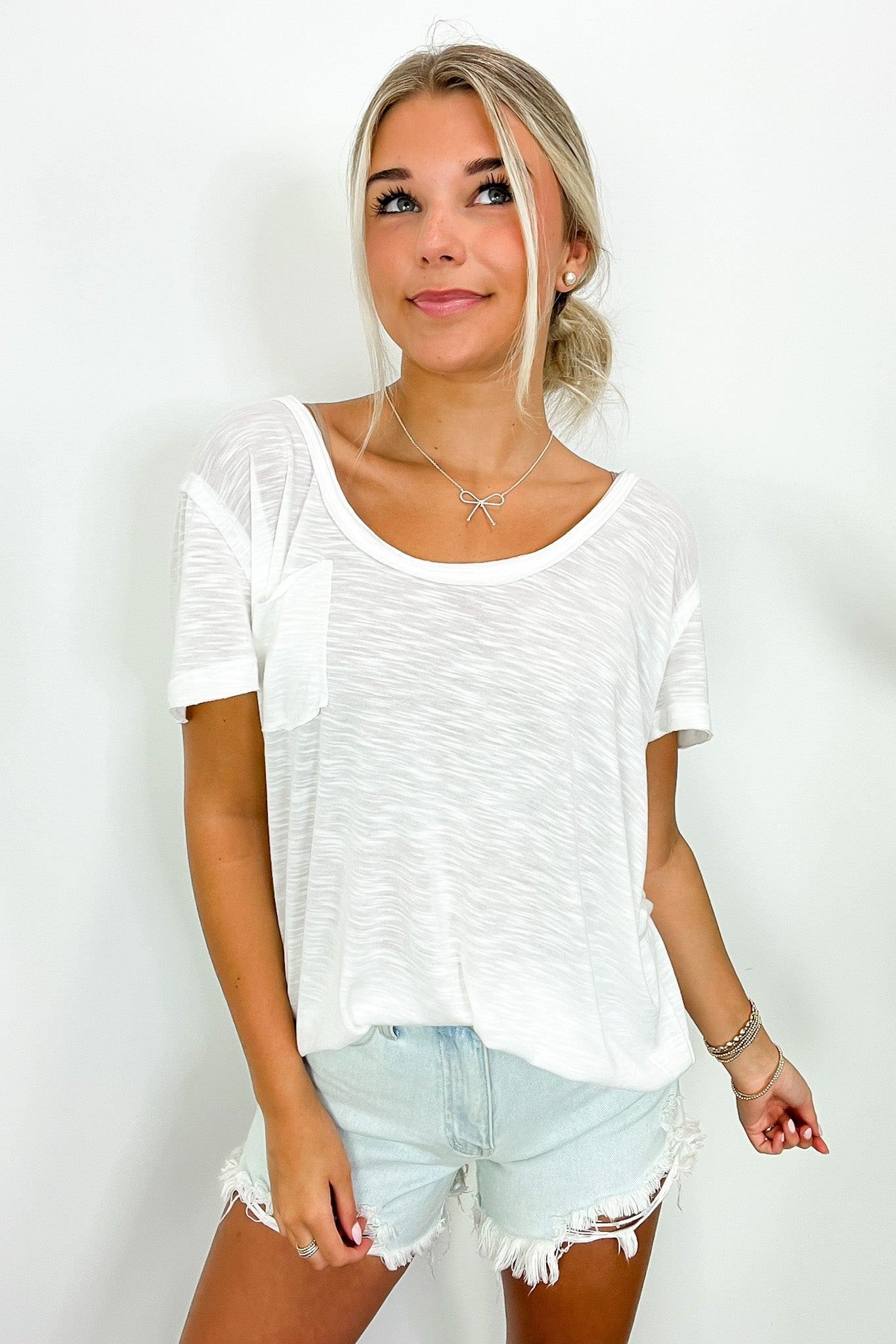 Jadyn Scoop Neck Relaxed Pocket Tee - FINAL SALE - Madison and Mallory