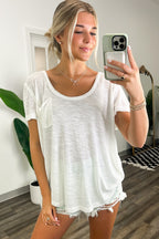 Jadyn Scoop Neck Relaxed Pocket Tee - FINAL SALE - Madison and Mallory