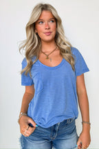 Jadyn Scoop Neck Relaxed Pocket Tee - FINAL SALE - Madison and Mallory