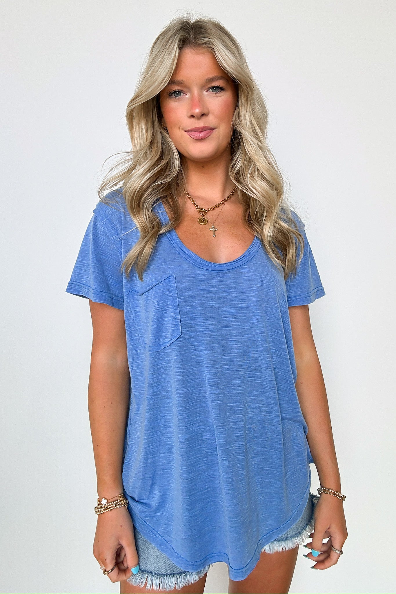  Jadyn Scoop Neck Relaxed Pocket Tee - BACK IN STOCK - Madison and Mallory