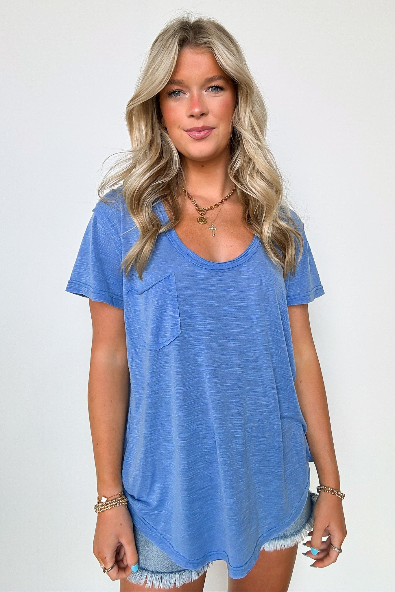 Jadyn Scoop Neck Relaxed Pocket Tee - FINAL SALE - Madison and Mallory