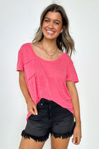 Jadyn Scoop Neck Relaxed Pocket Tee - FINAL SALE - Madison and Mallory