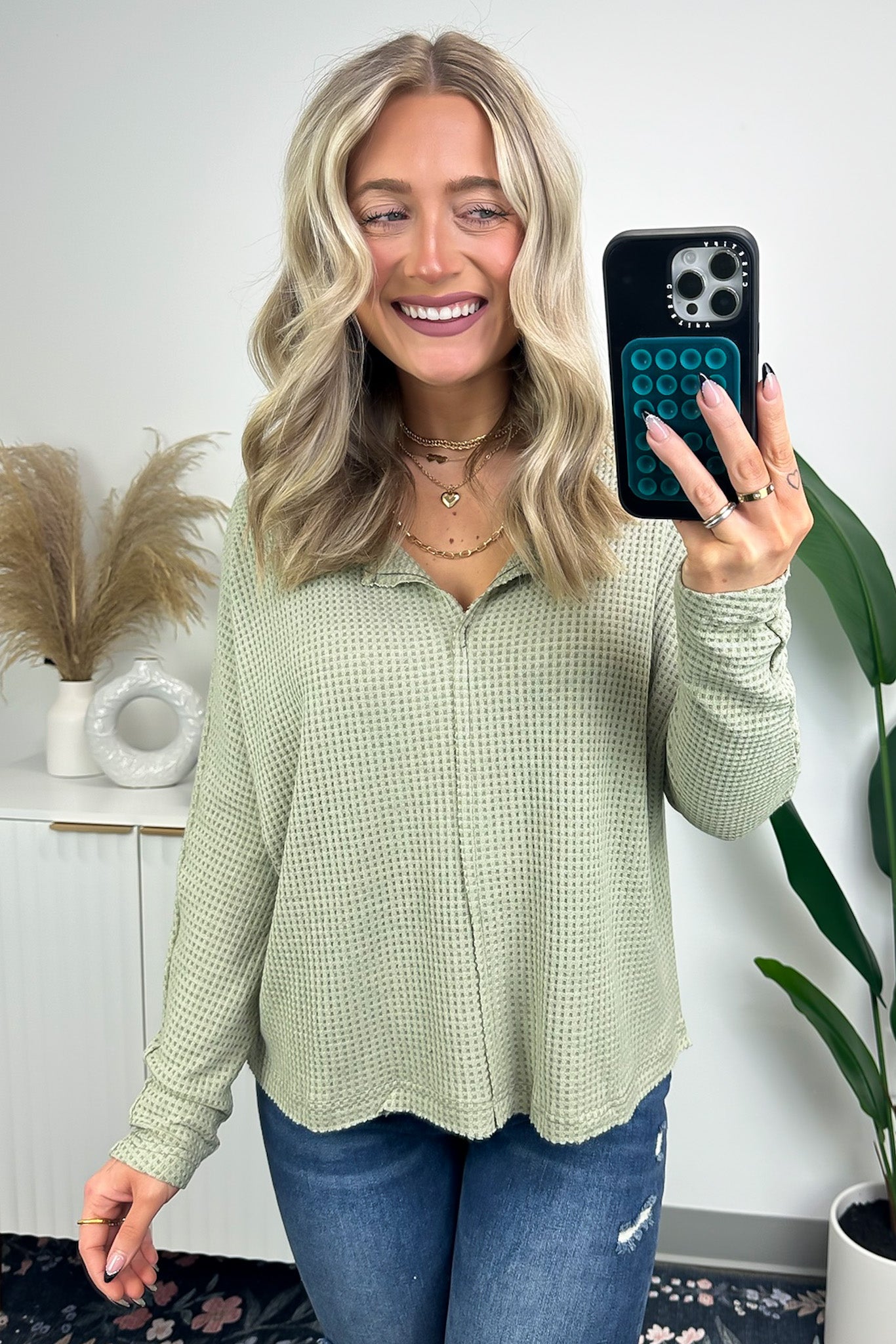  Jakota Split Neck Thermal Top - FINAL SALE - Madison and Mallory