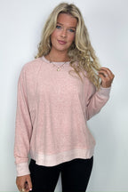 Blush / S Janay Oversized Contrast Knit Pullover - FINAL SALE - Madison and Mallory