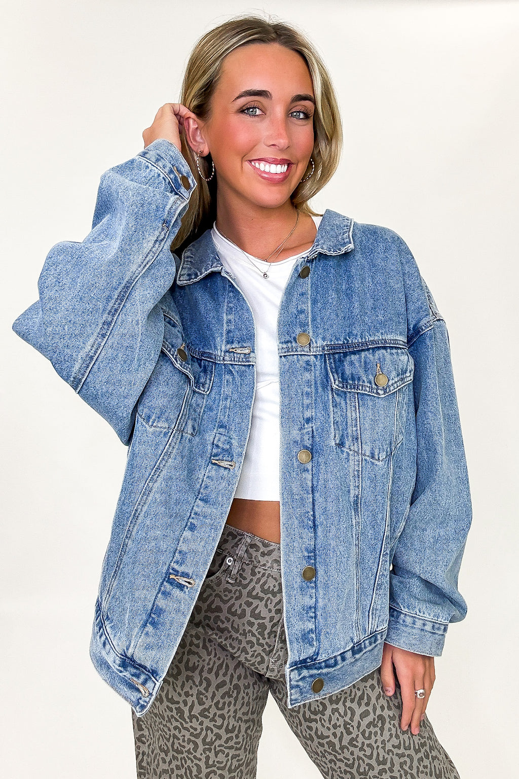 Janetta Relaxed Fit Denim Jacket - Madison and Mallory