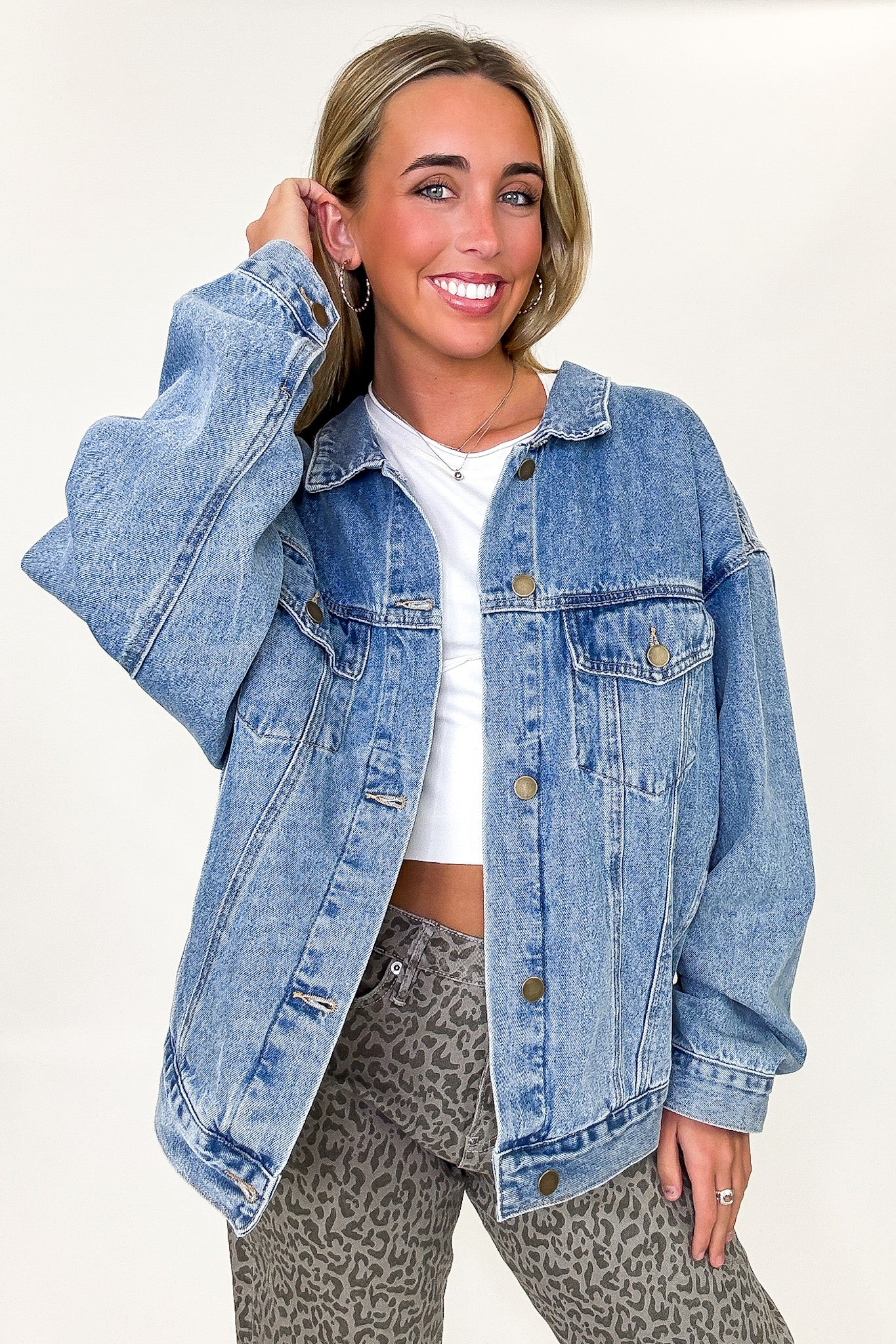 Janetta Relaxed Fit Denim Jacket - Madison and Mallory