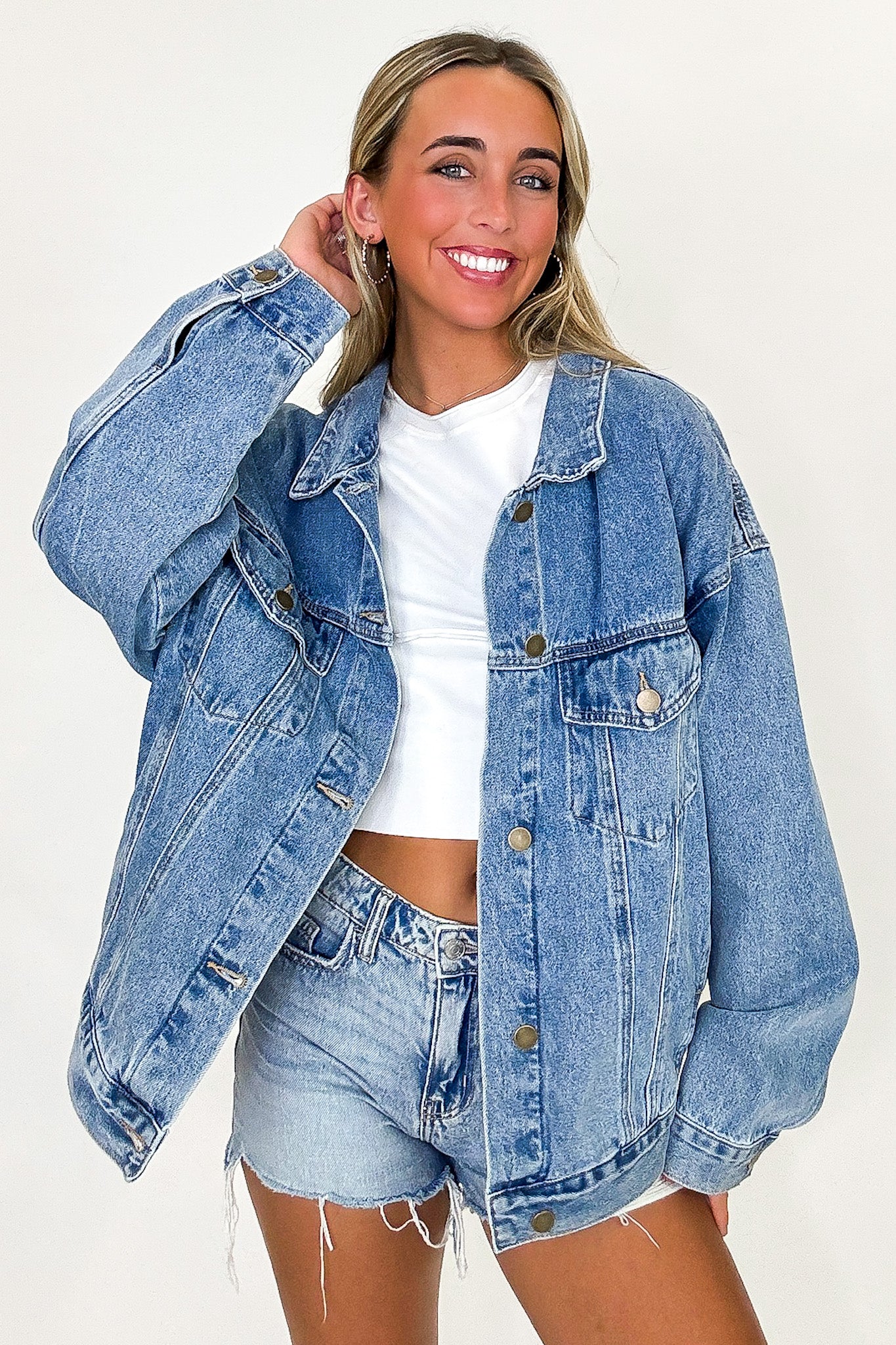 Janetta Relaxed Fit Denim Jacket - Madison and Mallory