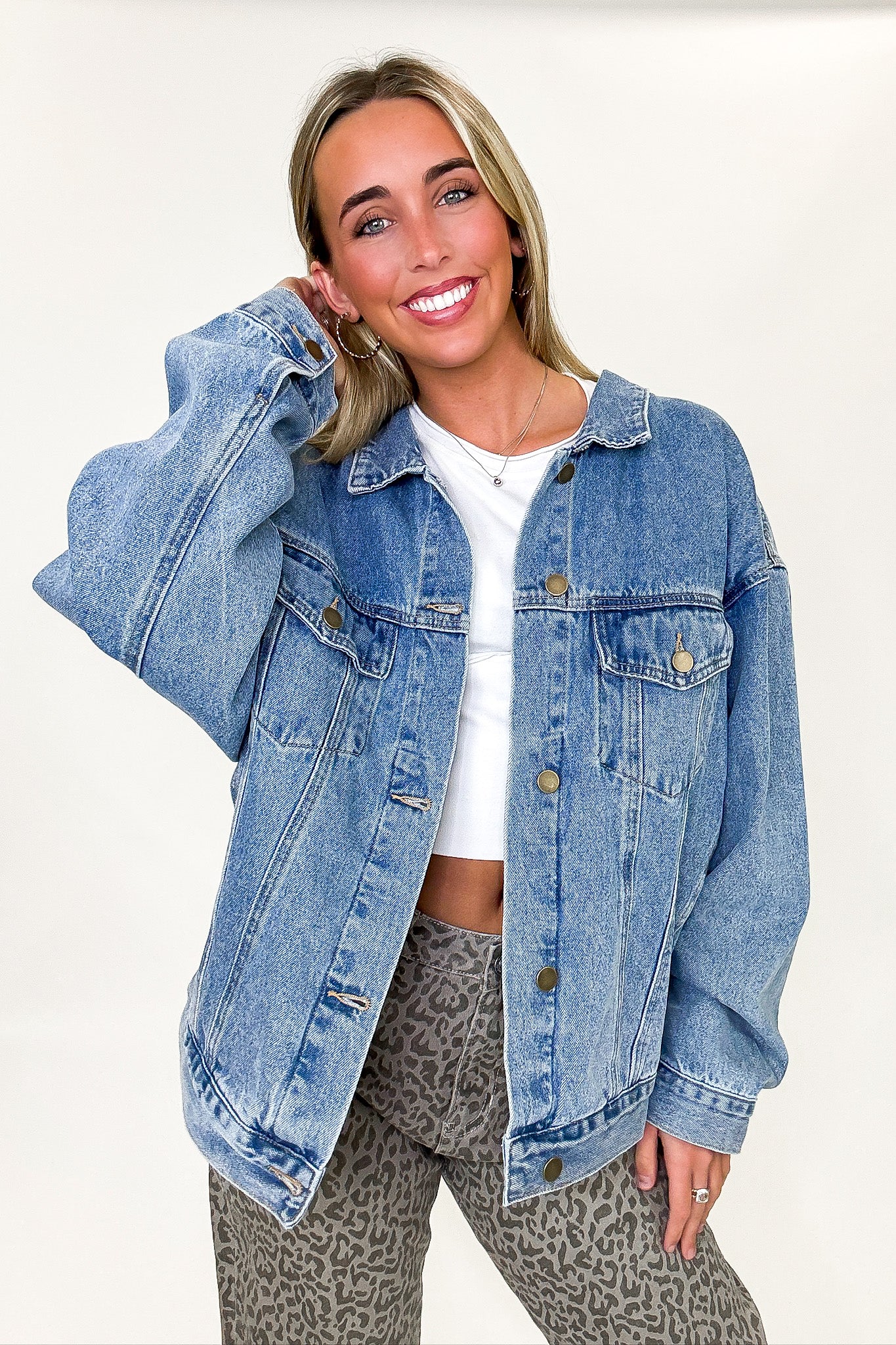 Janetta Relaxed Fit Denim Jacket - Madison and Mallory