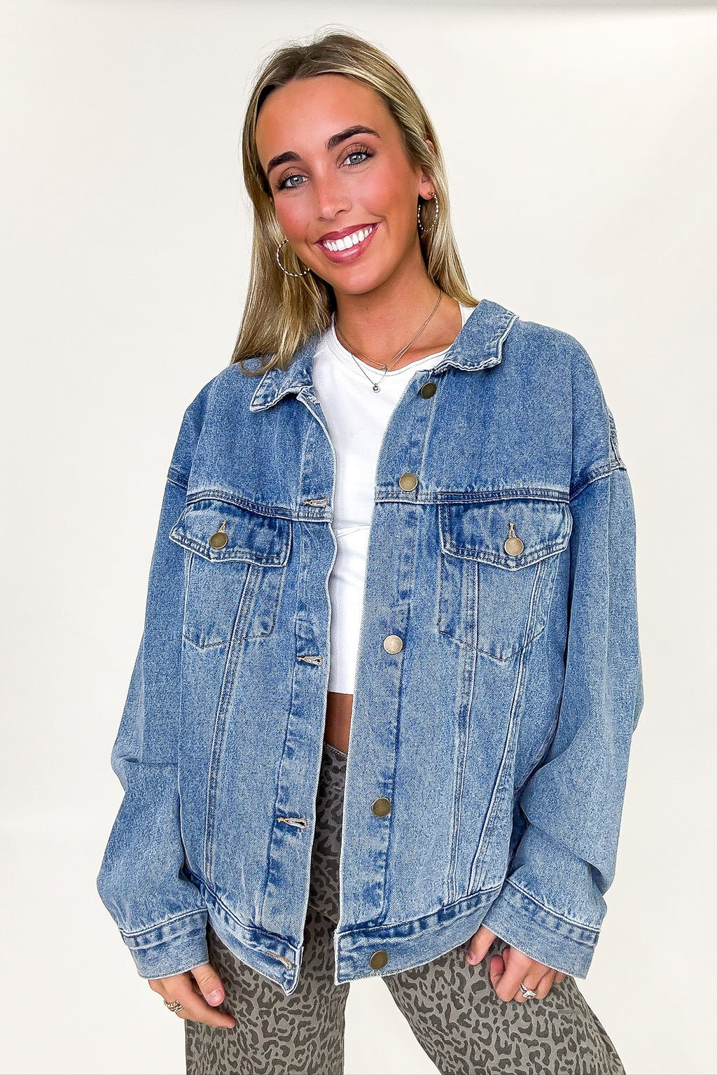 S / Medium Denim Janetta Relaxed Fit Denim Jacket - Madison and Mallory