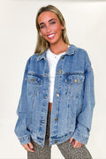 S / Medium Denim Janetta Relaxed Fit Denim Jacket - Madison and Mallory