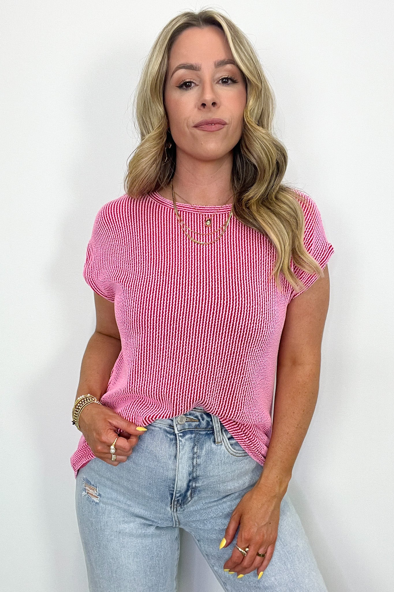  Janna Ribbed Short Sleeve Top - FINAL SALE - Madison and Mallory