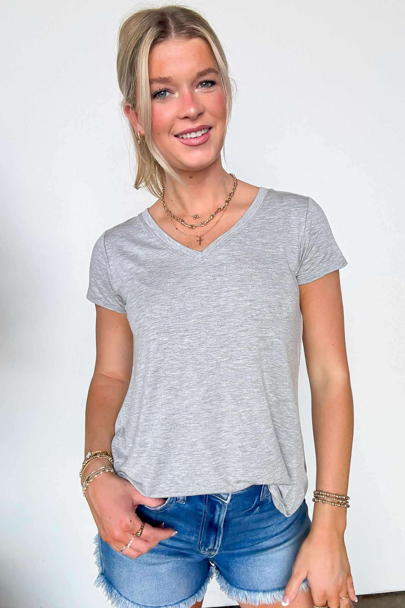  Jayme V-Neck Short Sleeve Top - FINAL SALE - Madison and Mallory