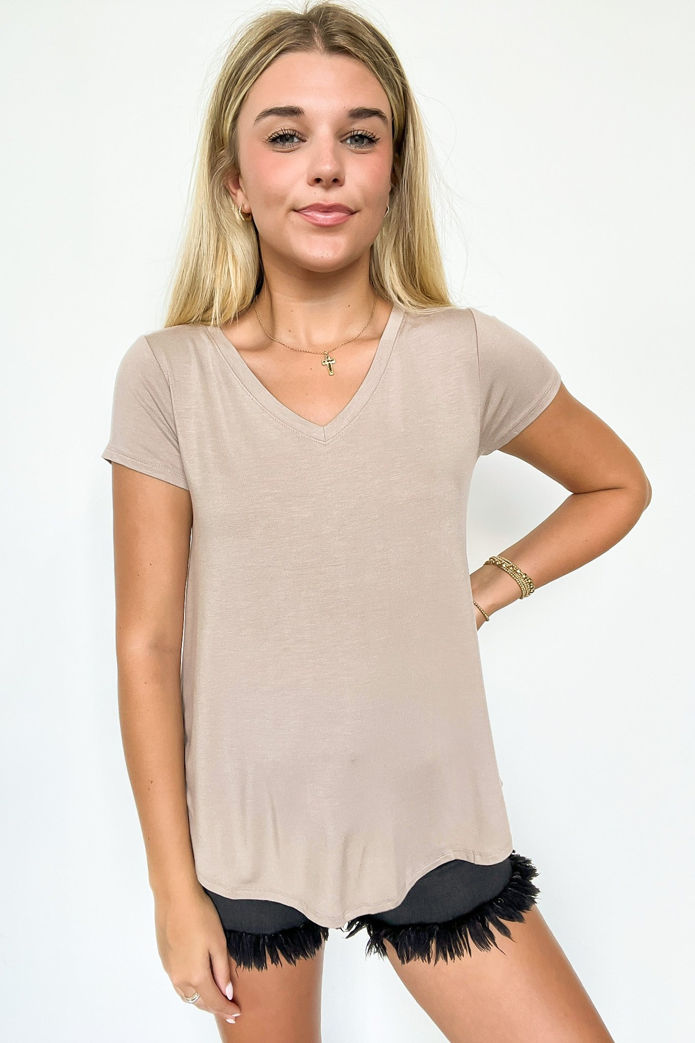  Jayme V-Neck Short Sleeve Top - Madison and Mallory