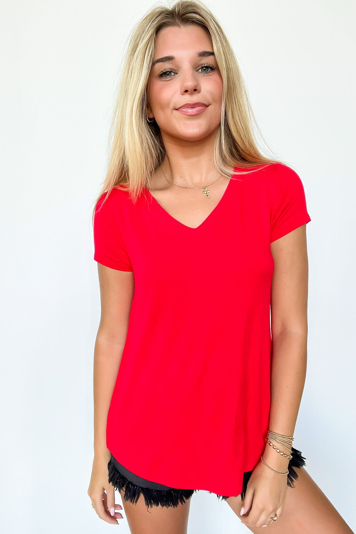  Jayme V-Neck Short Sleeve Top - Madison and Mallory