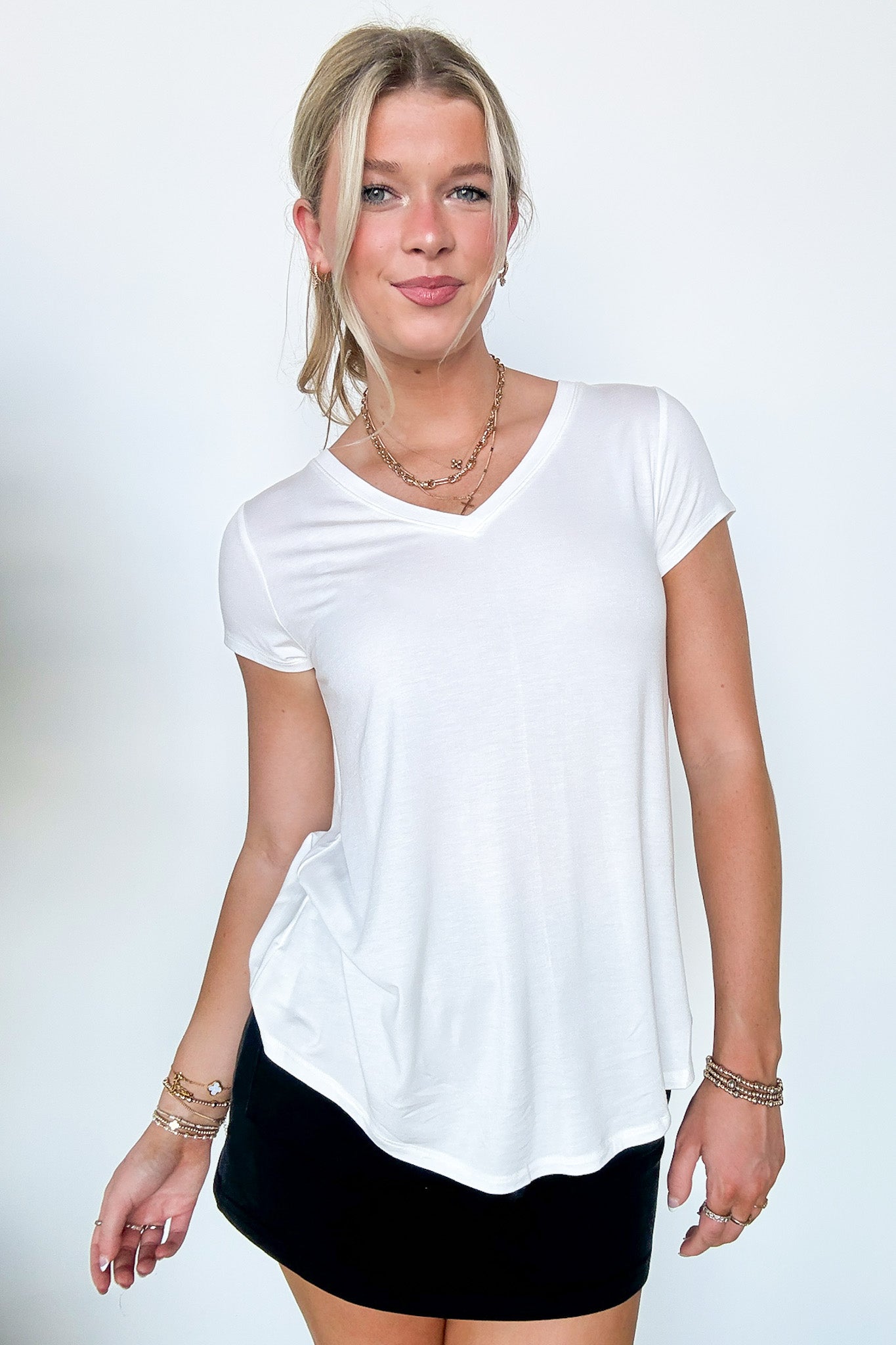  Jayme V-Neck Short Sleeve Top - FINAL SALE - Madison and Mallory