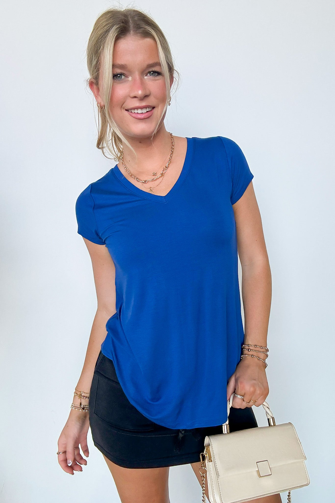  Jayme V-Neck Short Sleeve Top - FINAL SALE - Madison and Mallory