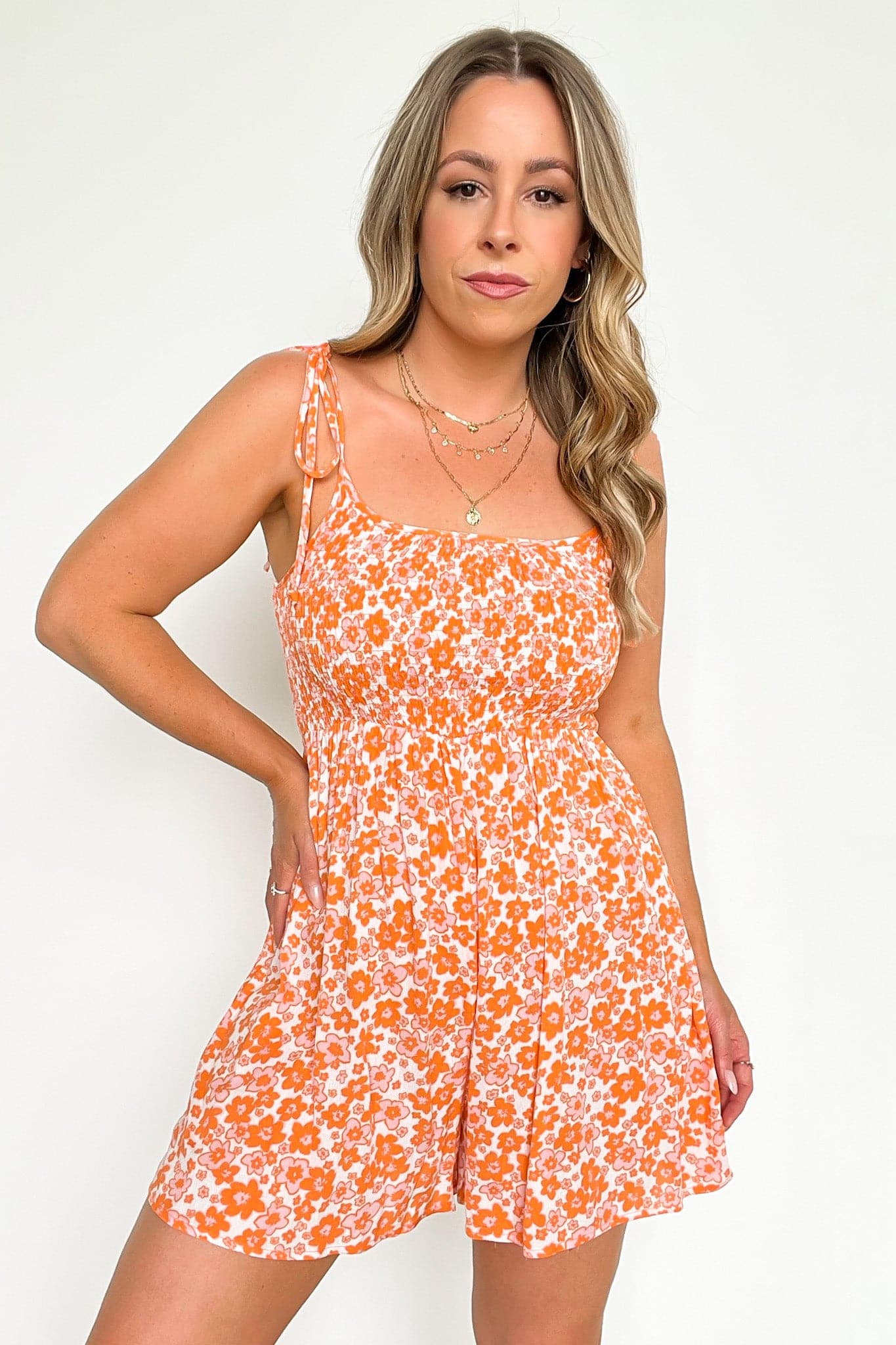  Jazlyn Floral Tie Strap Romper - FINAL SALE - Madison and Mallory