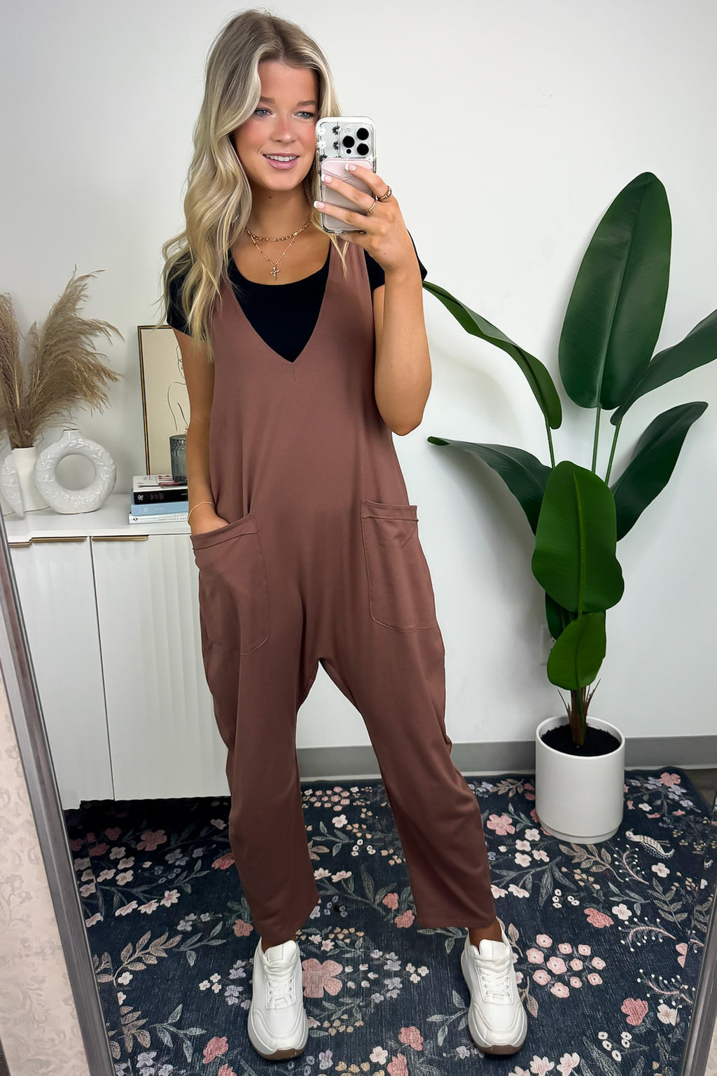  Jeayne Relaxed Fit V-Neck Jumpsuit - FINAL SALE - Madison and Mallory