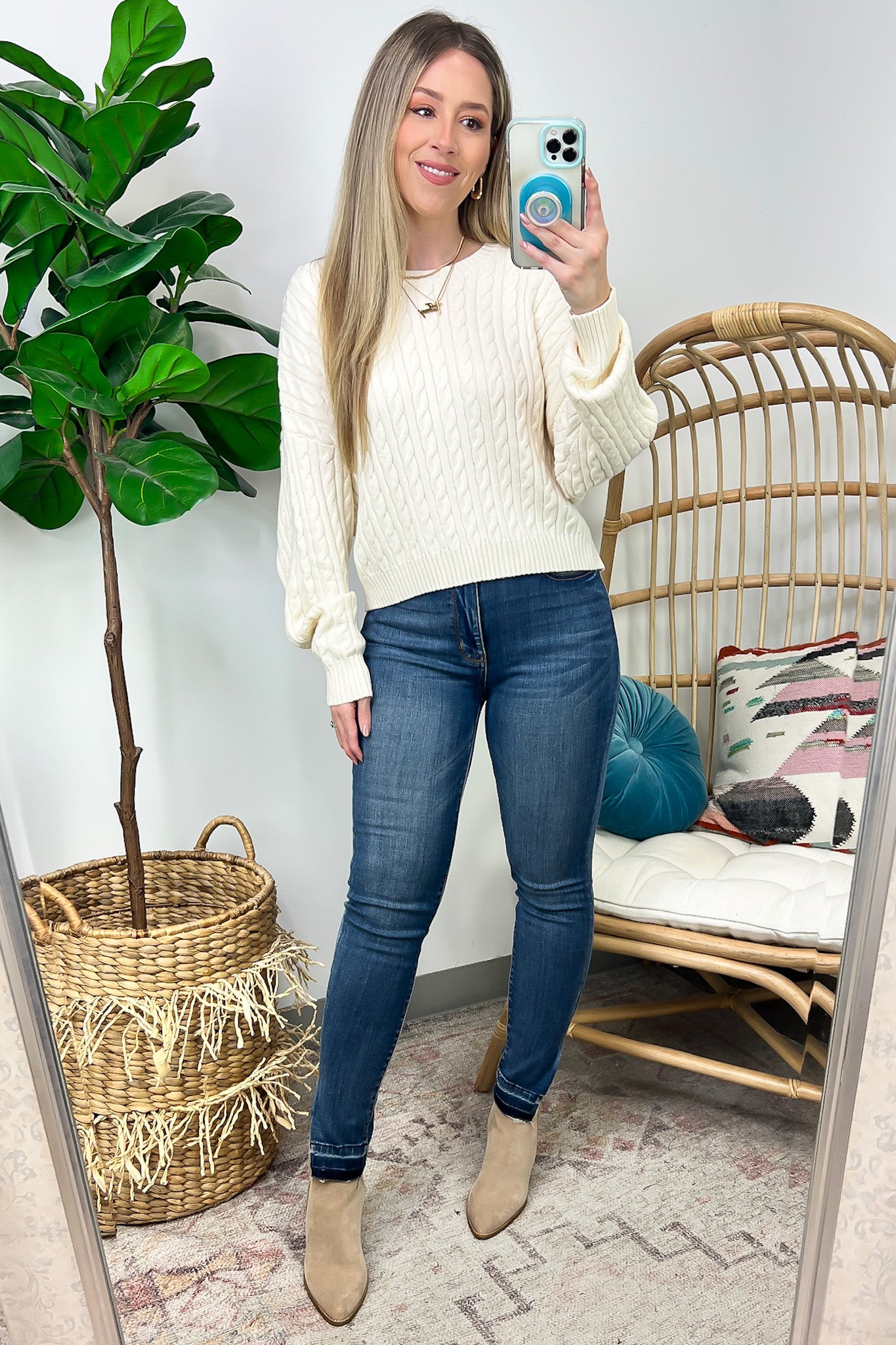  Jesslynn Cable Knit Pullover Crewneck Sweater - Madison and Mallory