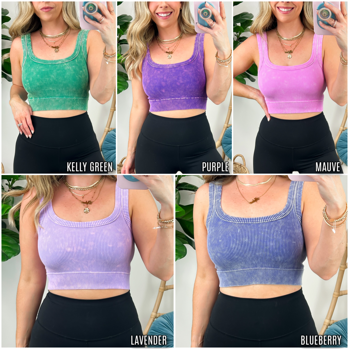 Jenisa Ribbed Square Neck Cropped Tank Top - Madison and Mallory
