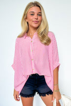 JoJo Striped Button Down Oversized Top - BACK IN STOCK - Madison and Mallory